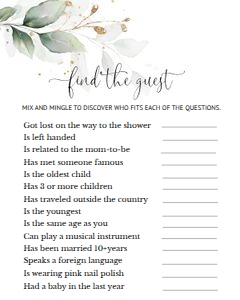 Greenery and Gold Find The Guest design preview