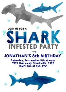 Shark invitation watercolor 1 design preview