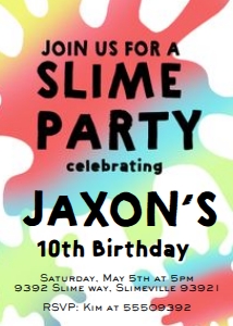 Slime party invitation bolder design preview