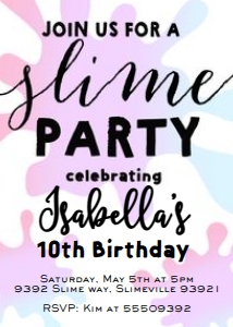 Slime party invitation design preview