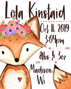 Flower Fox Birth Stats Sign 16x20: Large Fox with Flowers Birth Stats Sign