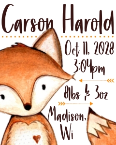Fox Birth Stats Sign 8x10: Large Fox Birth Stats
