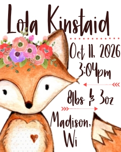 Flower Fox Birth Stats Sign 8x10: Large Fox with Flowers Birth Stats Sign