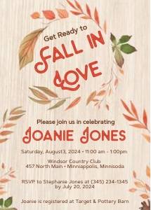 Fall in Love Baby Shower Invite design preview