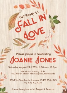 Fall Baby Shower Invite: Fall in Love Baby Shower Invite