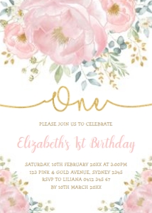FLO36 - 1st Birthday Invite: FLO36 - 1st Birthday Invite