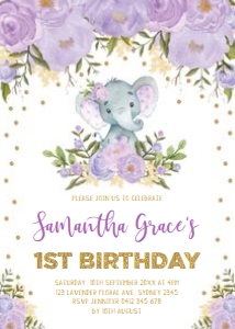 FLO18DE - 1st Birthday Invite: FLO18DE - 1st Birthday Invite