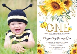 SUN4 - Bee Birthday Invite design preview