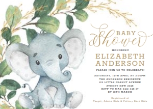 GR1-Elephant Baby Shower Invite design preview