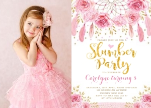 BOHO4 - Slumber Party Invite A: BOHO4 - Slumber Party Invite A