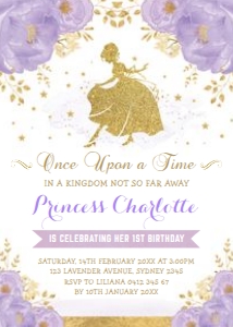 FLO18J - Cinderella Birthday Invite: FLO18J - Cinderella Birthday Invite