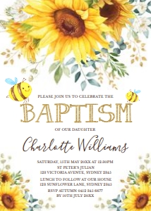 SUN4 - Bee Baptism Invite design preview