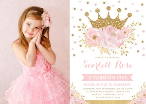 FLO18I - Crown Birthday Photo Invite design preview