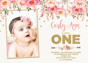 FLO12A - Birthday Photo Invite design preview