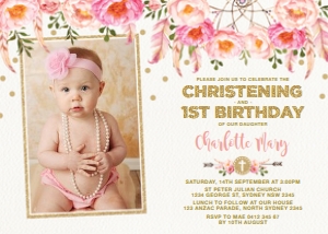 FLO12A - Birthday Baptism Invite design preview