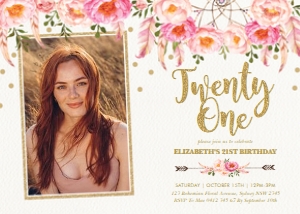 FLO12A - 21st Birthday Invite design preview