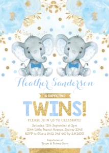 EL6 - Twin Boys Baby Shower Invite design preview