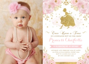 FLO18I - Cinderella Birthday Photo Invite design preview