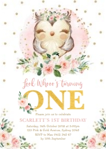 OWL1 - 1st Birthday Invite design preview
