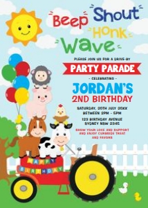FARM5 - Drive By Birthday Invite design preview