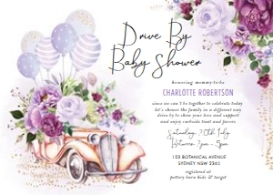 DB3 - Baby Shower Invite - PURPLE: DB3 - Baby Shower Invite - PURPLE
