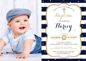 BAP4 Baptism Invitation Photo 7x5 design preview