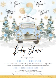 DB7 - Baby Shower Invite BLUE: DB7 - Baby Shower Invite BLUE