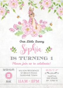BUN5 - Birthday Invitation design preview