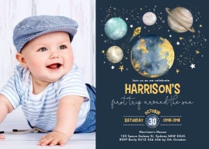 OS1 - Birthday Photo Invite NAVY design preview