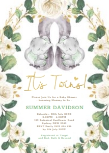 GR1B - Twins Baby Shower Invite: GR1B - Twins Baby Shower Invite