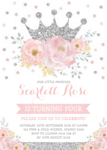 FLO18S - Crown Birthday Invite 5x7 INCHES design preview