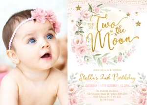 MOON10 - 2nd Birthday Photo Invite: MOON10 - 2nd Birthday Photo Invite