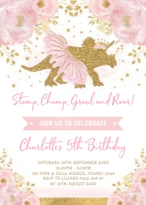 DIN4 - Triceratops Birthday Invite: DIN4 - Triceratops Birthday Invite