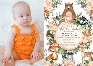 WOOD44 - Wild One Photo Invite design preview