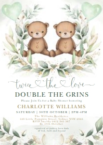 BR4 - Twin Baby Shower Invite design preview