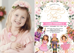 NC2 - Nutcracker Photo Invite PINK design preview