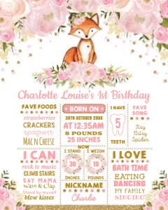 FLO18G - Fox - Birthday Poster design preview