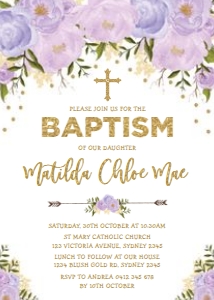 FLO18D - Baptism Invite: FLO18D - Baptism Invite