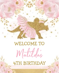 DIN4 - Triceratops Welcome Sign 16x20 INCHES: DIN4 - Triceratops Welcome Sign