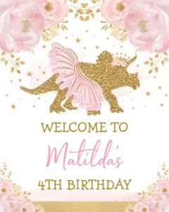 DIN4 - Triceratops Welcome Sign 8x10 INCHES: DIN4 - Triceratops Welcome Sign