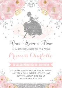 FLO18S - Cinderella Birthday Invite design preview