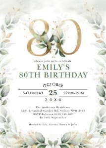 BOT12 - 80th Birthday Invite design preview