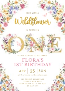 FLO2 - 1st Birthday Invite design preview