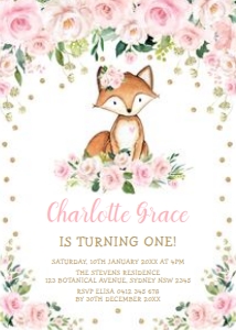 WOOD3 - Fox Birthday Invite: WOOD3 - Fox Birthday Invite