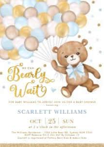 BR10 - Baby Invite BLUE GOLD design preview