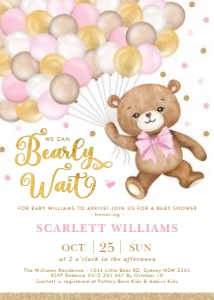 BR10 - Baby Invite PINK GOLD design preview