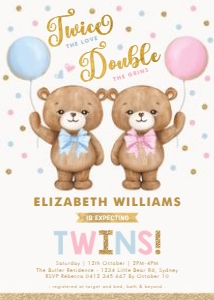 BR10 - Twins Invite BLUE PINK design preview