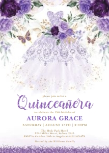 FLO9 - Quinceanera Invite C: FLO9 - Quinceanera Invite C