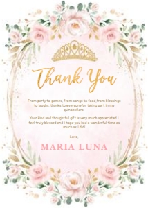 FLO40 - Quinceanera Thank You 5x7 design preview