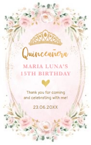 FLO40 - Quinceañera Favor Tag: FLO40 - Quinceañera Favor Tag